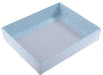 Blau mit weiß gepunktete Acetat Schachteln, 12x15x3cm - Tortendekoshop