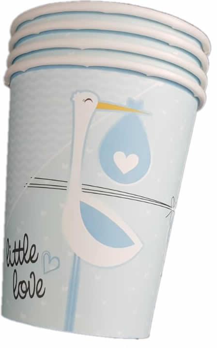 Blau Storch mit Baby Party Pappbecher - Tortendekoshop