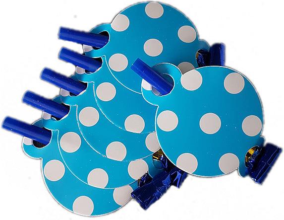 Blau weiß gepunktete Partytröten - Tortendekoshop
