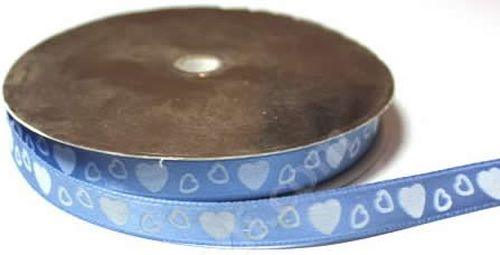 Blau weiß mit Herzen bedruckte Schleifenband - Tortendekoshop