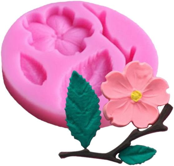 Blume, Blatt, Ast Silikonform - Tortendekoshop