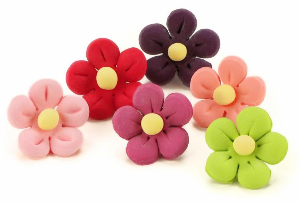 Blumen, 21mm bunt, Zucker, 10 Stück - Tortendekoshop