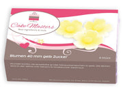 Blumen, 40mm, weiß, gelb, Zucker, 6 Stück - Tortendekoshop