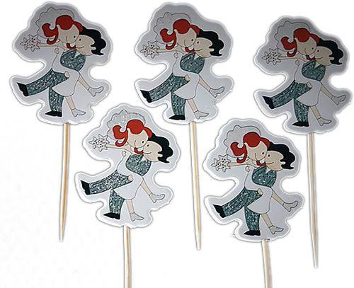 Braut, Bräutigam Kuchen Topper, Cupcake Picks - Tortendekoshop