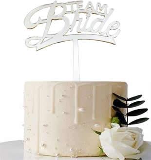 Bride Team, Silber Cake Topper, Glas - Tortendekoshop