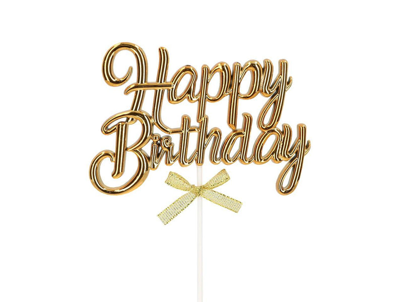 Cake Topper Happy Birthday gold, 3D - Tortendekoshop