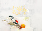 Cake Topper Happy Birthday, gold - Tortendekoshop