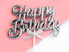 Cake Topper Happy Birthday silber, 3D - Tortendekoshop