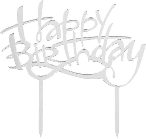 Cake Topper Happy Birthday, silber - Tortendekoshop