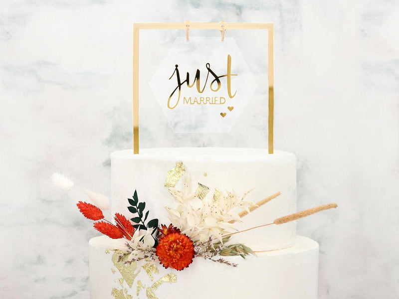 Cake Topper Just married gold - Tortendekoshop
