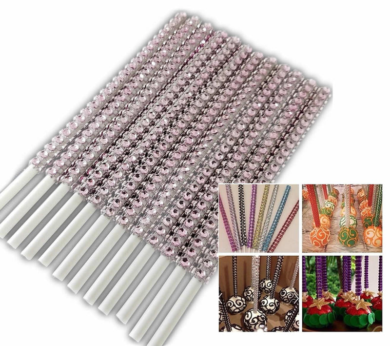 Cakepop, Lollipop Stiele mit Steinen, Rosa - Tortendekoshop