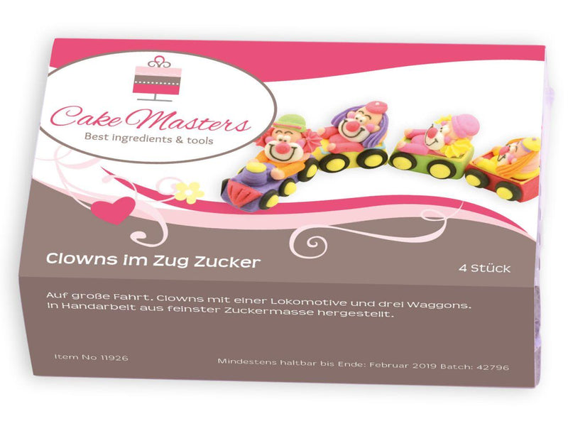 Clowns im Zug Zucker, 4er Set - Tortendekoshop