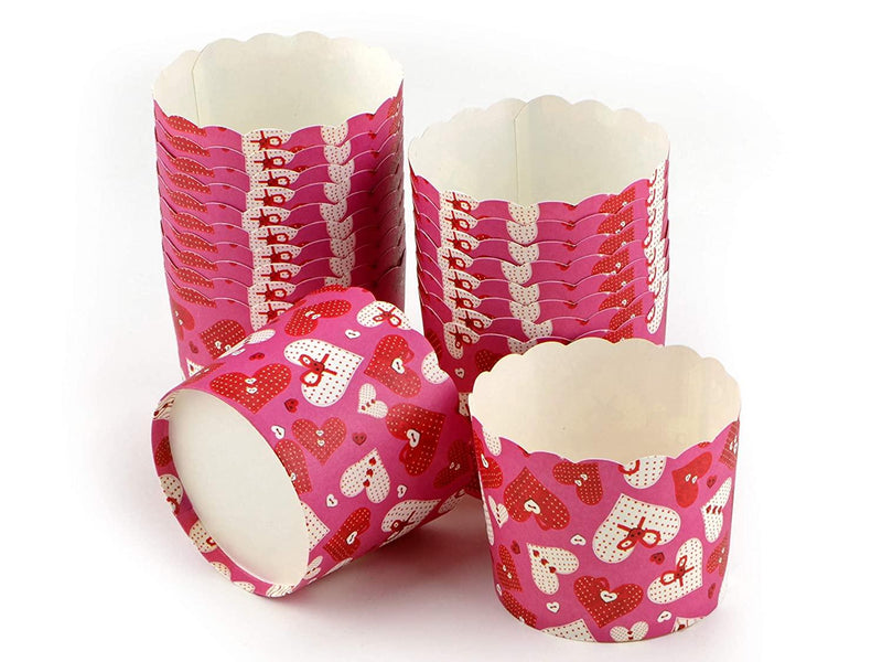 Cupcake Cup groß pinke Herzen, 20 Stück - Tortendekoshop