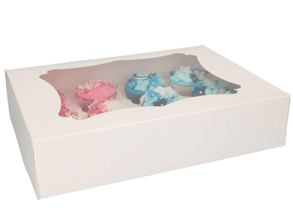 Cupcake Muffin 12er Box mit Fenster weiß - Tortendekoshop