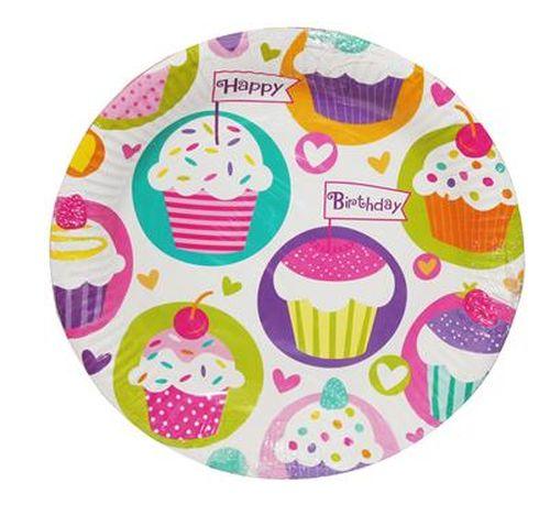 Cupcake Thema Party Pappteller - Tortendekoshop