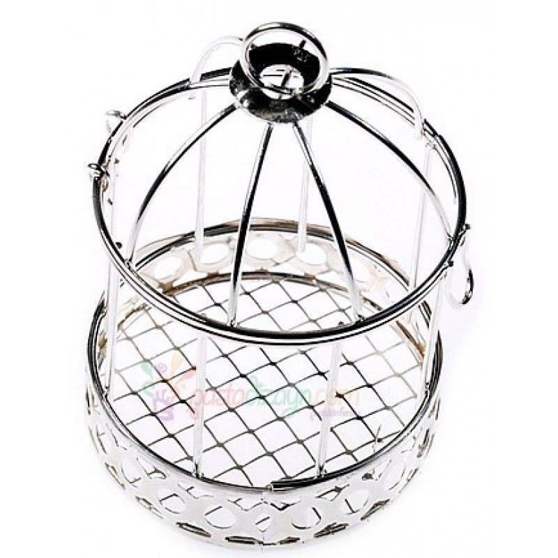 Deko Vogelkäfig, silber - Tortendekoshop