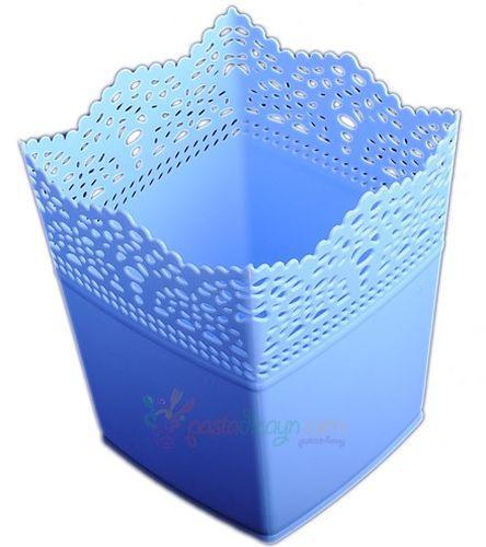 Dekoration Vase Aus Plastik Viereck Blau - Tortendekoshop