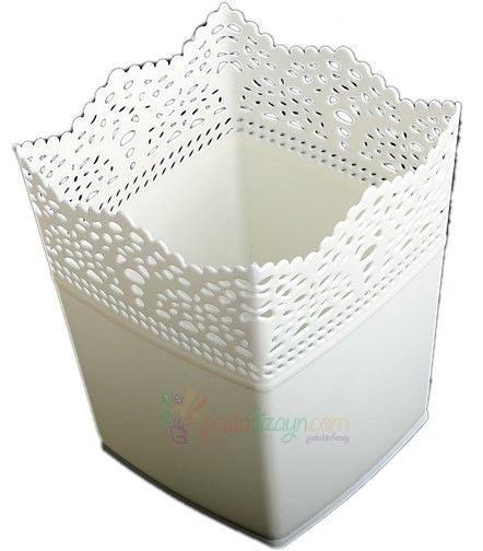 Dekoration Vase Aus Plastik Viereck Gelb - Tortendekoshop