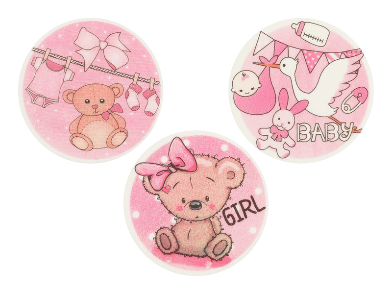 Dekoraufleger Baby rosa, 3 Stück - Tortendekoshop