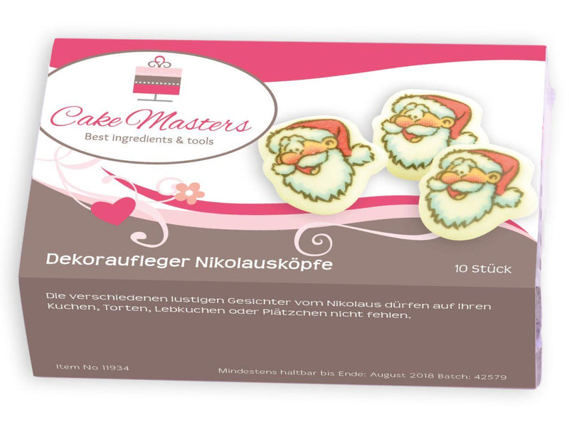 Dekoraufleger Nikolausköpfe, 10 Stück - Tortendekoshop