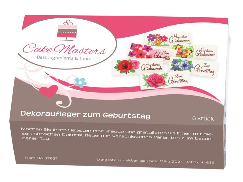 Dekoraufleger zum Geburtstag, 6 Stück - Tortendekoshop