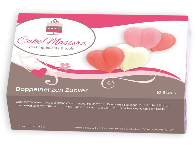 Doppelherzen Zucker, 10 Stück - Tortendekoshop