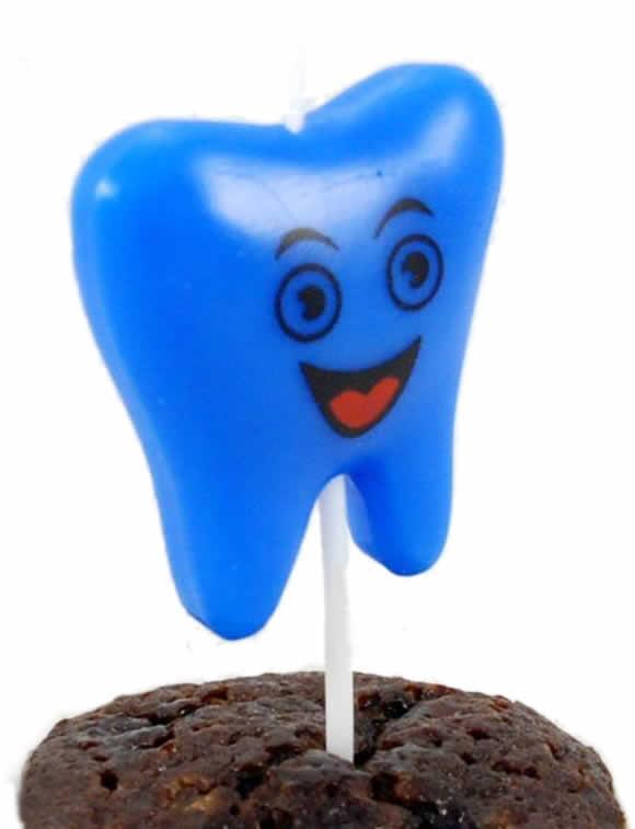 Erster Zahn Blau Deko Kerzen - Tortendekoshop