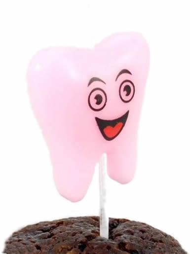 Erster Zahn Rosa Deko Kerzen - Tortendekoshop