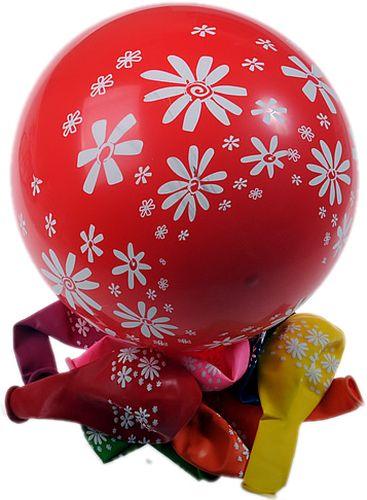 Farbige Ballons mit Blumen bedruckt - Tortendekoshop