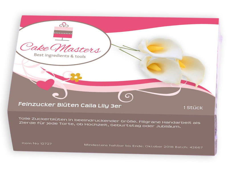 Feinzucker Blüten Calla Lily 3er - Tortendekoshop