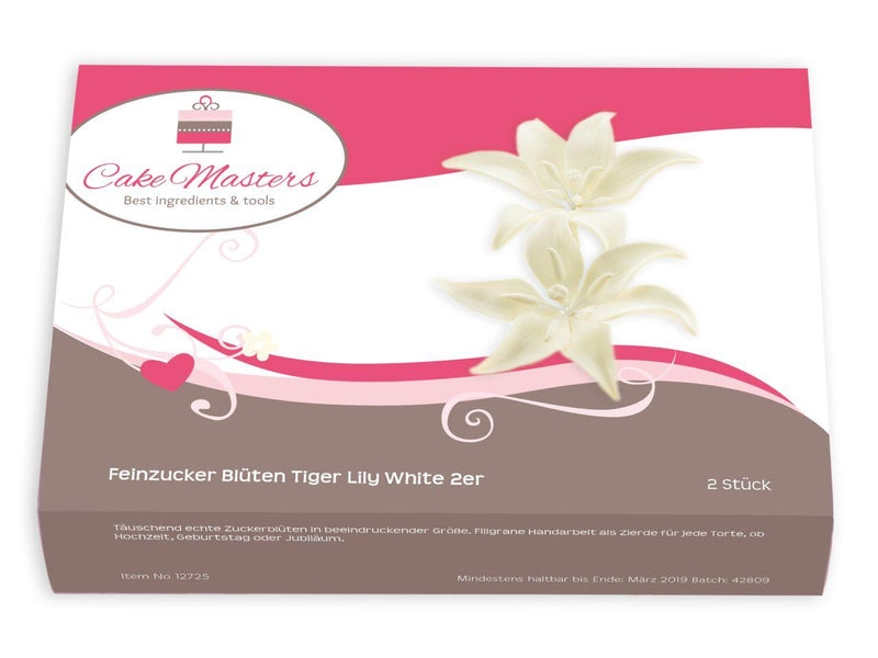 Feinzucker Blüten Tiger Lily White 2er - Tortendekoshop