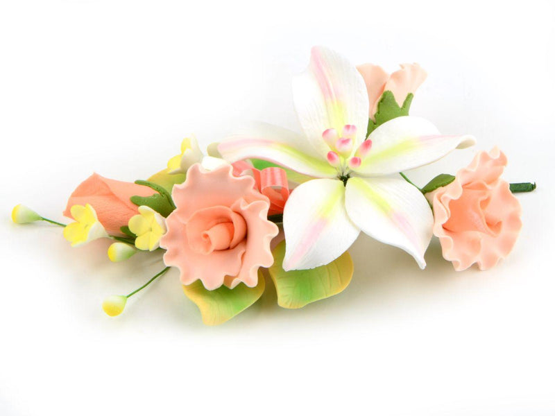 Feinzucker Bouquet Curly Rose Freesia - Tortendekoshop