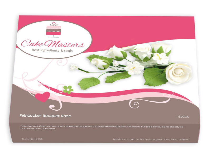 Feinzucker Bouquet Rose, weiss - Tortendekoshop