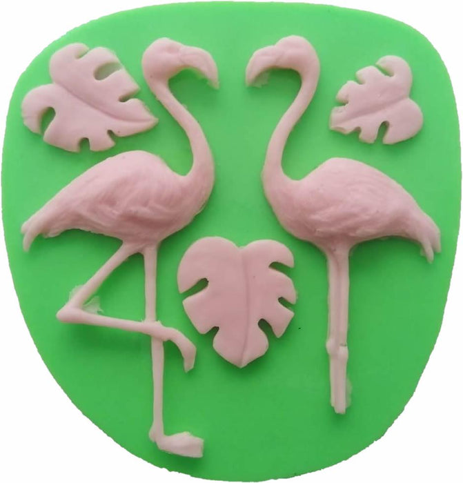 Flamingo mit Blätter Thema Silikonform - Tortendekoshop