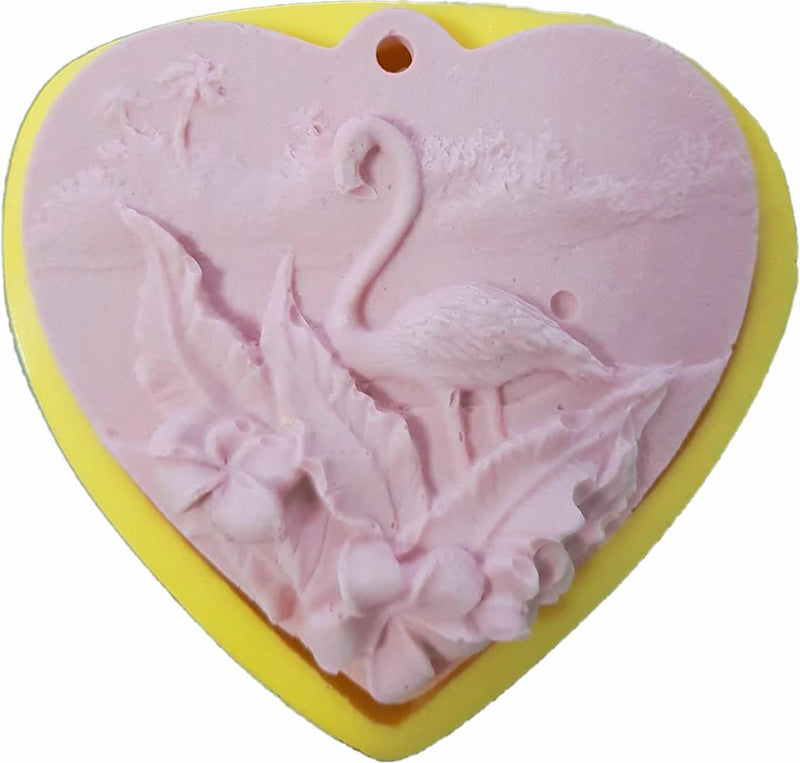 Flamingo mit Blumen Thema Silikonform - Tortendekoshop