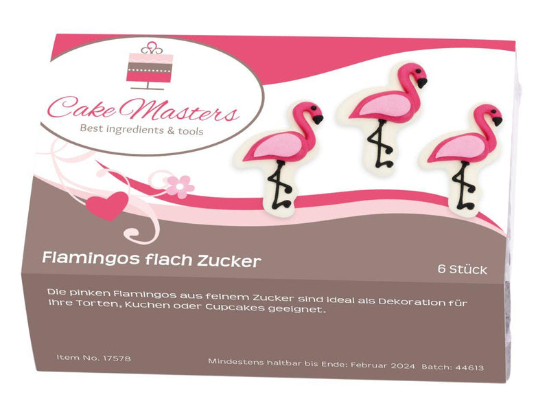 Flamingos flach Zucker 6 Stück - Tortendekoshop