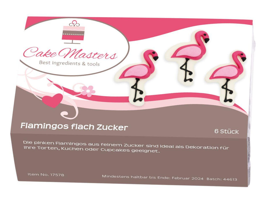 Flamingos flach Zucker 6 Stück - Tortendekoshop