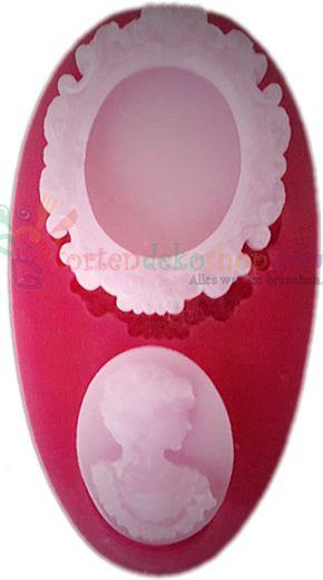 Frauen Portrait mit Rahmen Silikonform - Tortendekoshop