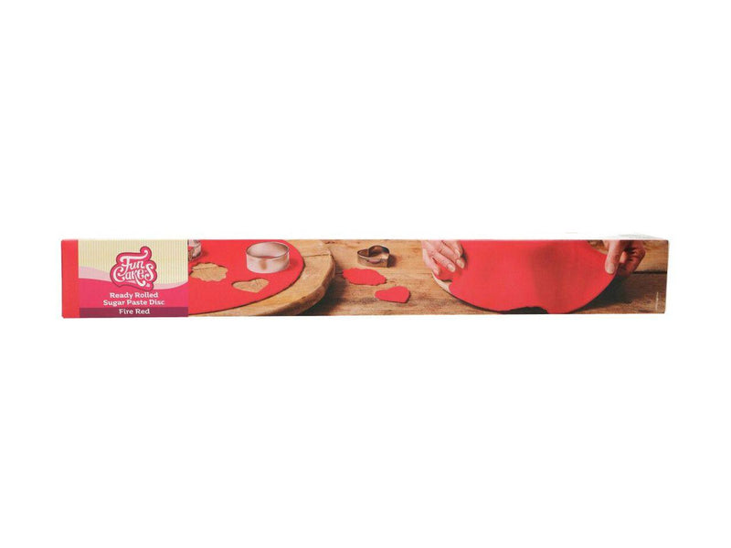 Funcakes Ausgerollte Rollfondant fire red, rot Durchmesser, 36cm - Tortendekoshop