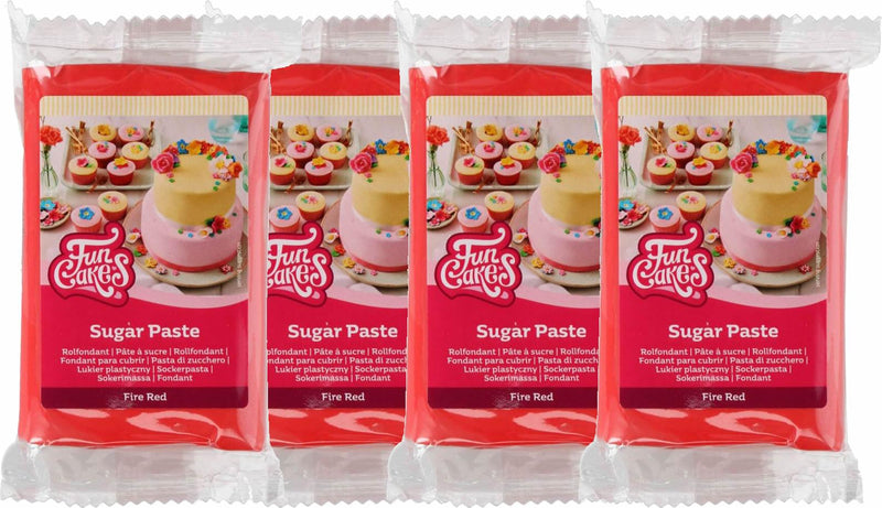 Funcakes Fondant feuer rot, 4x250g - Tortendekoshop