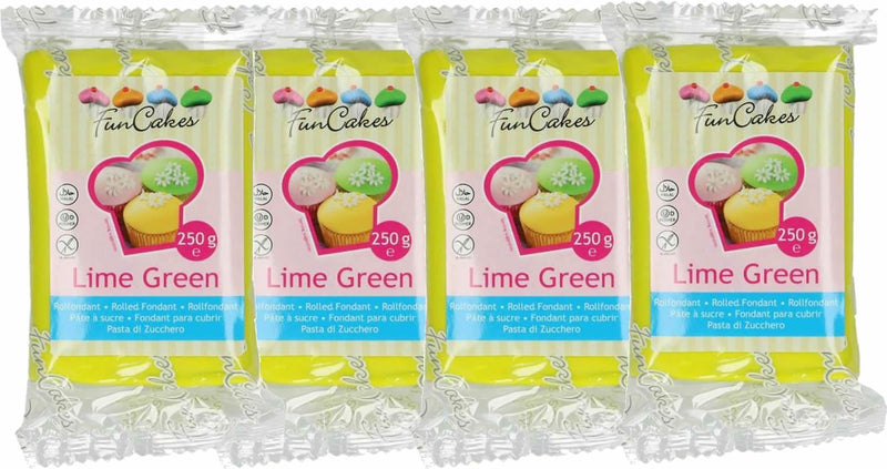 Funcakes Fondant Limettengrün, 4x250g - Tortendekoshop