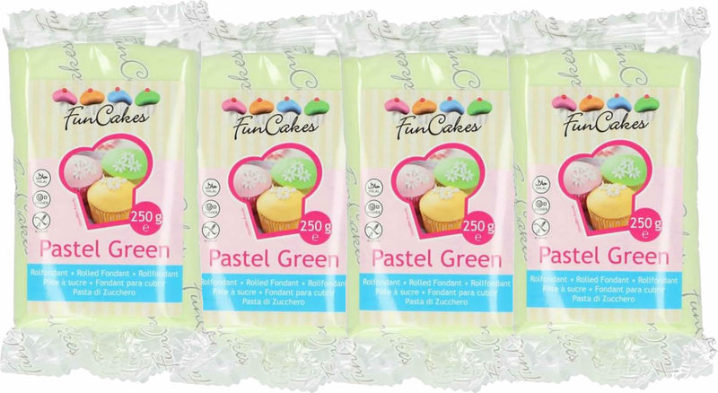 Funcakes Fondant Pastellgrün, 4x250g - Tortendekoshop