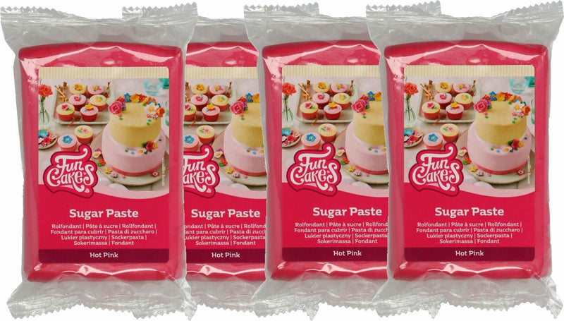 Funcakes Fondant rosa rot, 4x250g - Tortendekoshop