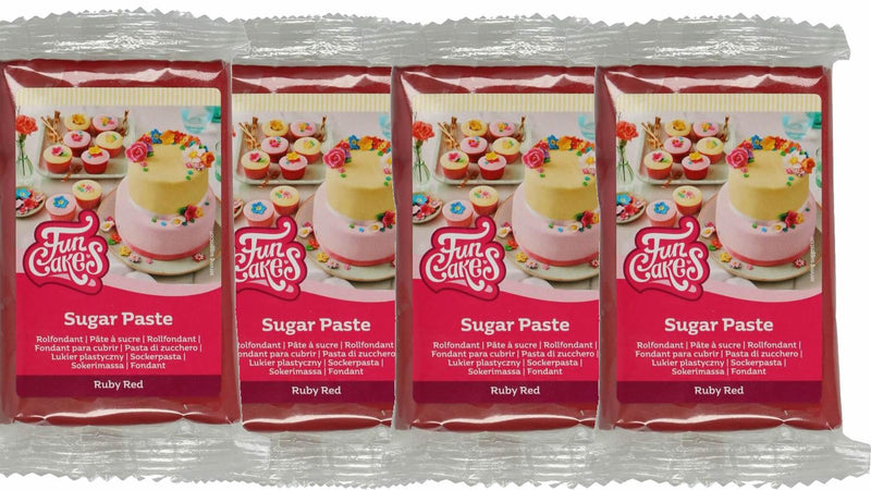 Funcakes Fondant Rubinrot, 4x250g - Tortendekoshop
