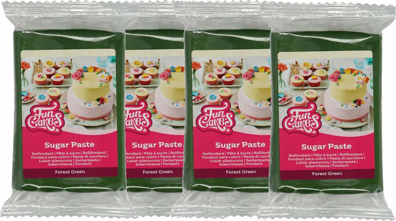 Funcakes Fondant Waldgrün, 4x250g - Tortendekoshop