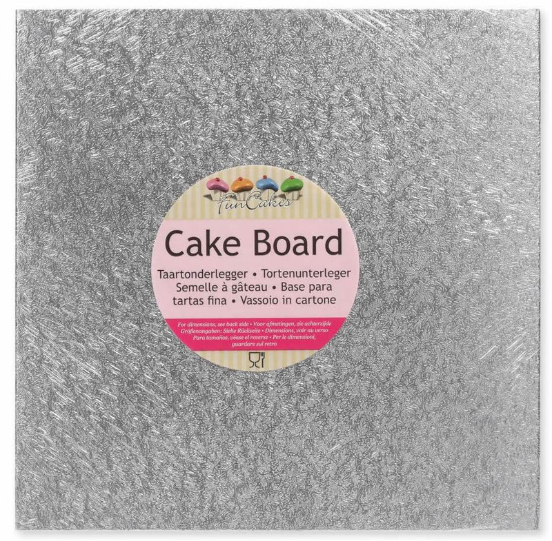 Funcakes Tortenunterlage Quadrat, Silber, 20cm - Tortendekoshop
