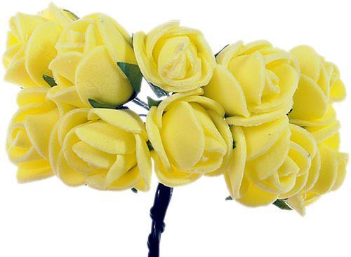 Gelb Deko Rosen Blumen mit Draht - Tortendekoshop
