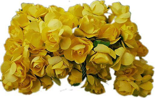 Gelb Mini Deko Rosen Blumen mit Draht - Tortendekoshop