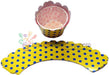 Gelb mit blau gepunktete Muffin Wrappers - Tortendekoshop