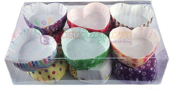 Glanz Herz Muffinförmchen Set - Tortendekoshop